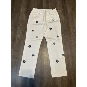 Chico's So Slimming‎ Brooch-Embellished Girlfriend Crops White Jeans 0